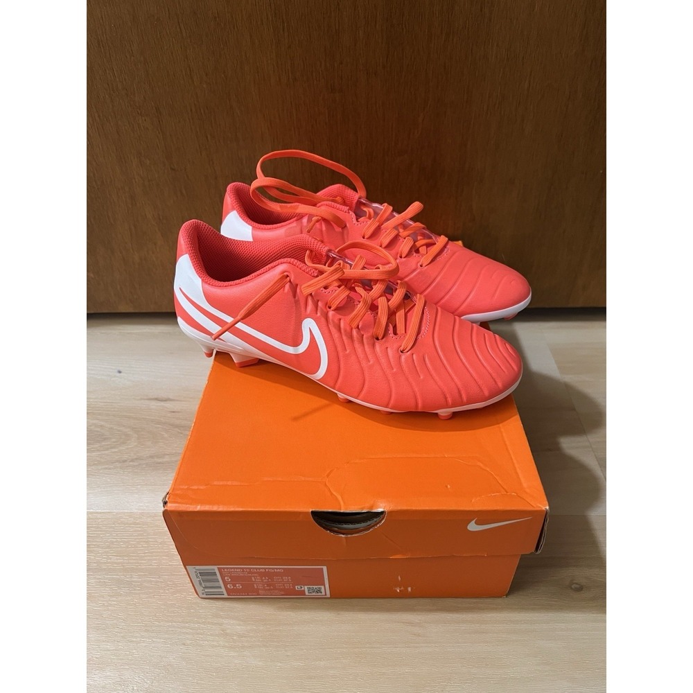 Mens Nike Tiempo Legend 10 Academy FG‎ Soccer Cleats Size 5 HOT LAVA/WHITE